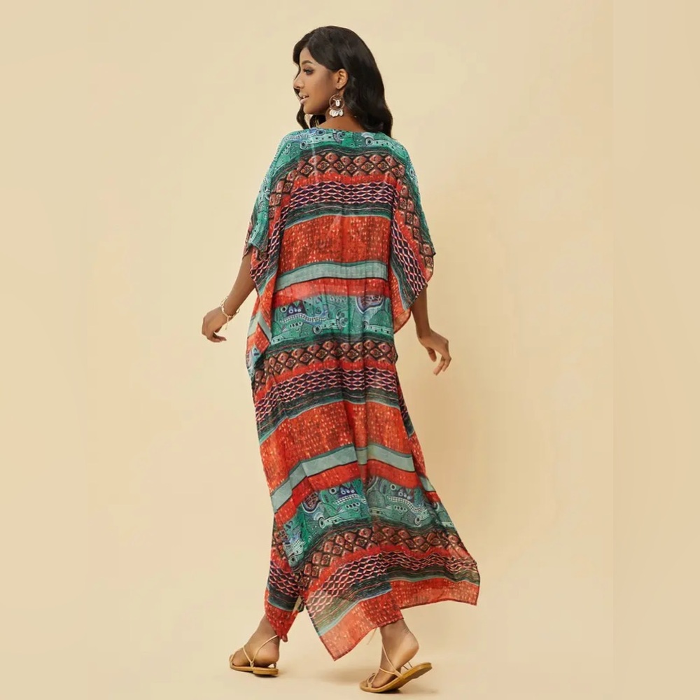 NWOT Plus Size Tall Boho Chic Summer Beach Dress Full Length Outdoor Pool Party - Picture 9 of 15
